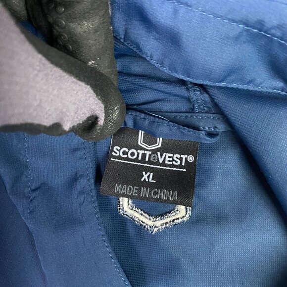SCOTTeVEST Pack Windbreaker Jacket Men's XL Blue Travel TEC 13 Pockets Hooded - Picture 8 of 14